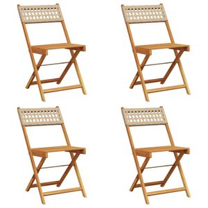 vidaXL Gartenst&uuml;hle 4 Stk. Klappbar Beige Poly Rattan & Massivholz