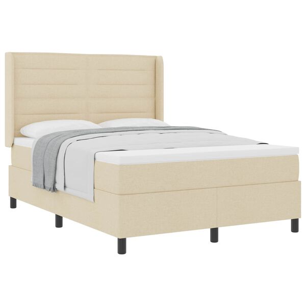 vidaXL Boxspringbett mit Matratze Creme 200 x 140 cm Stoff