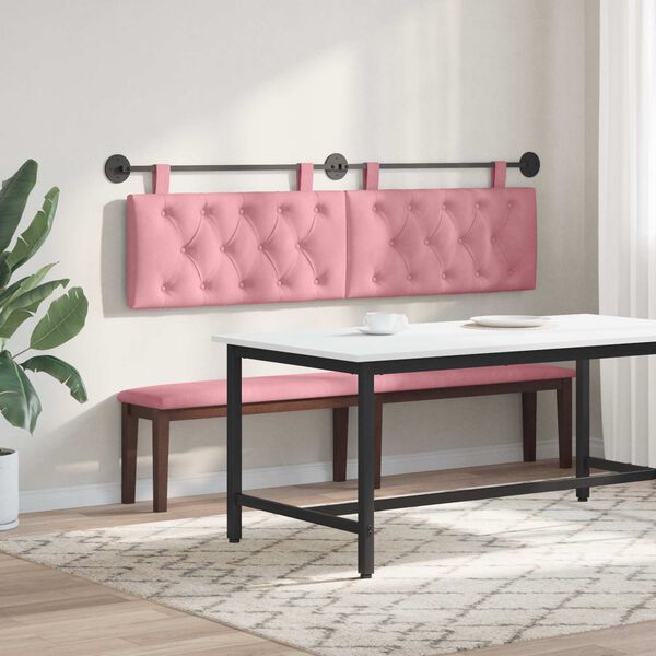 vidaXL H&auml;ngevorderseite Wandmontiert Rosa 170 x 55 x 7 cm Samt