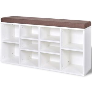 Schuhschrank Schuhbank Sitzbank 10 F&auml;cher wei&szlig;