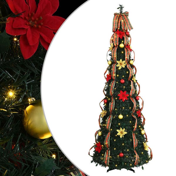 vidaXL Künstlicher Weihnachtsbaum mit 200 LEDs Grün 210 cm PVC
