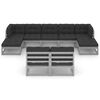 vidaXL 9-tlg. Garten-Lounge-Set mit Kissen Grau Massivholz Kiefer