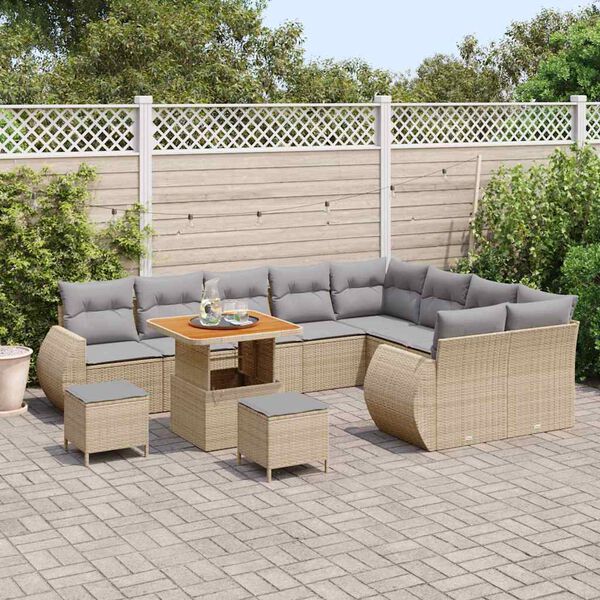 vidaXL Garten-Sofa-Set 12 pcs Beige Poly-Rattan