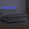 vidaXL Boxspringbett mit Matratze & LED Weiß 200x200 cm Kunstleder