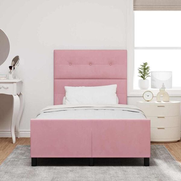 vidaXL Boxspringbett mit Kopfteil Rosa 120 x 200 cm Samt