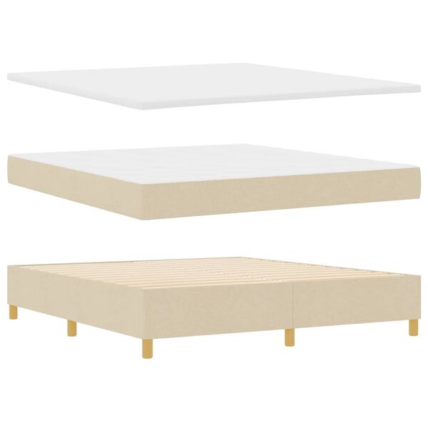 vidaXL Boxspringbett mit Matratze Creme 180 x 200 cm Stoff