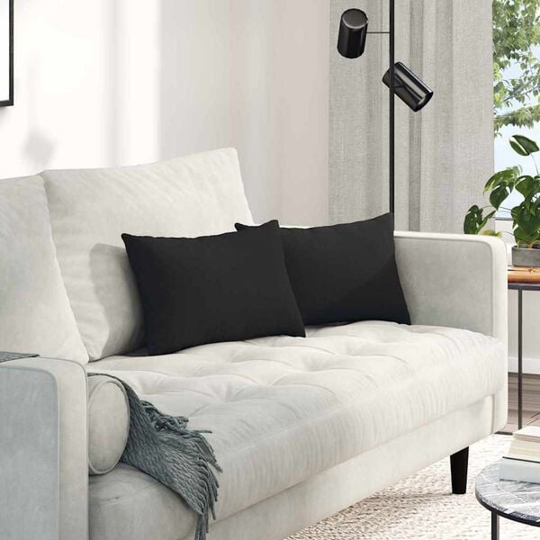 vidaXL Sofakissen 2 St&uuml;ck Schwarz 50 x 30 cm Stoff
