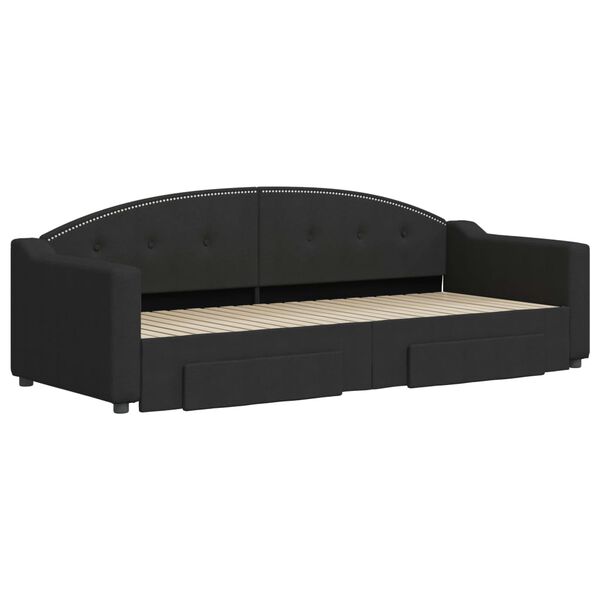 vidaXL Tagesbett Ausziehbar mit Schubladen Schwarz 80x200 cm Stoff