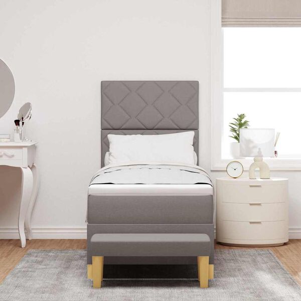 vidaXL Boxspringbett mit Matratze mit Kopfteil Taupe 80 x 200 cm Stoff