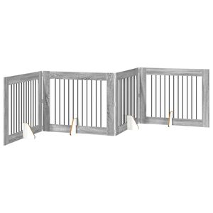 vidaXL Klappbares Hundetor mit St&auml;ndern 4 stk. Sonoma-Grau 401 cm