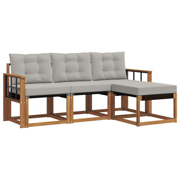 vidaXL Outdoor-Sofagarnitur mit Kissen 4 pcs Nat&uuml;rlich und Hellgrau