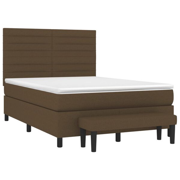 vidaXL Boxspringbett mit Matratze Dunkelbraun 140x190 cm Stoff