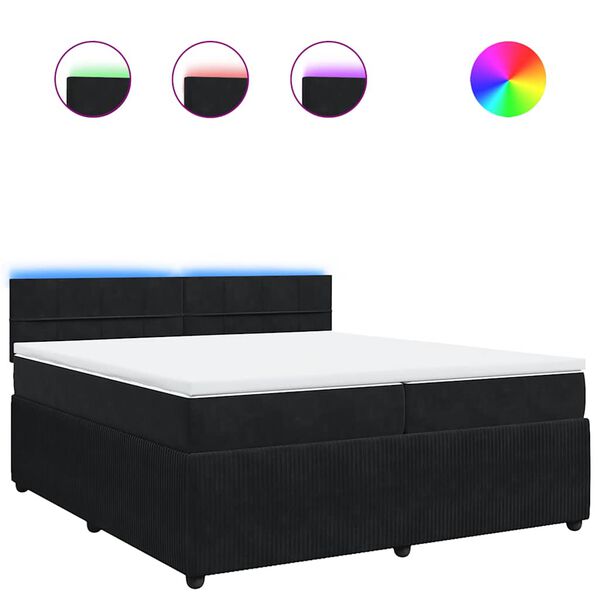 vidaXL Boxspringbett mit Matratze Schwarz 200x200 cm Samt