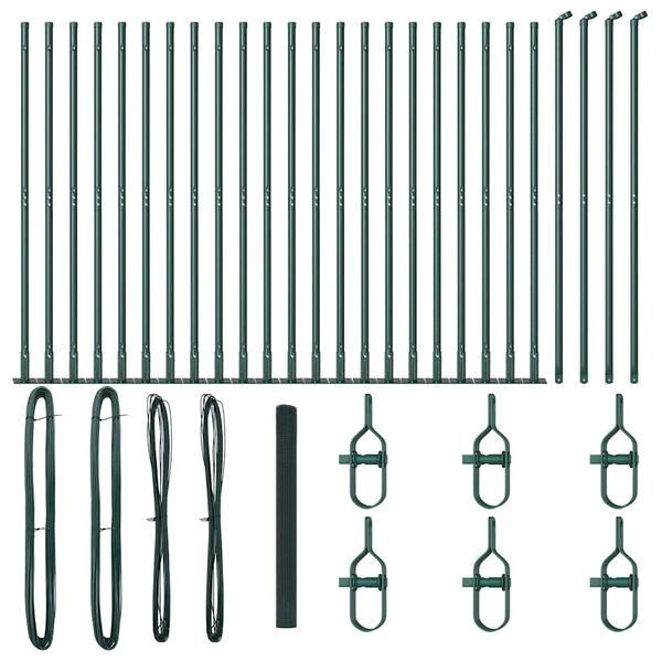 vidaXL Zaunpfosten Gr&uuml;n 50 x 1,4 m (25 x 25 mm Netz) Stahl und PVC