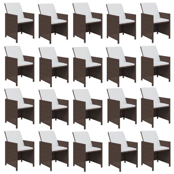 vidaXL 21-tlg. Garten-Essgruppe mit Kissen Poly Rattan Braun