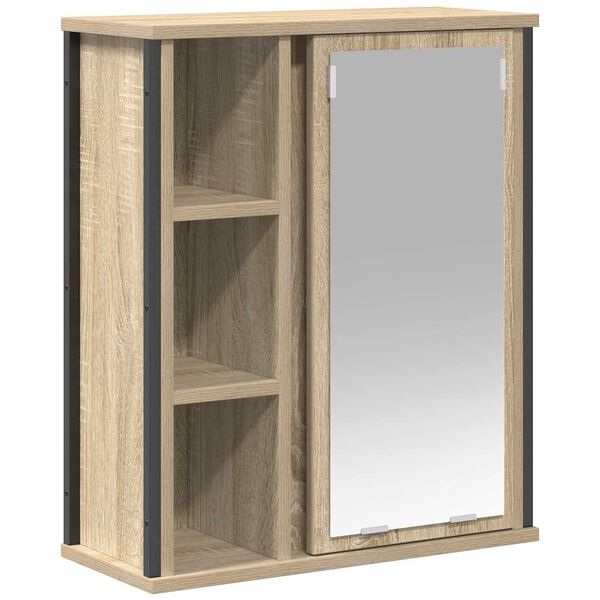 vidaXL Bad-Wandschrank mit Spiegel Sonoma-Eiche 50x21x60 cm