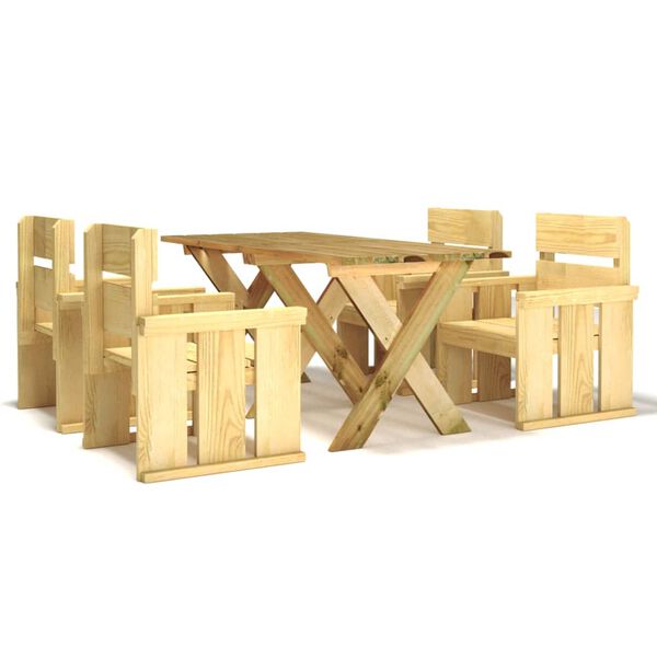 vidaXL 5-tlg. Garten-Essgruppe Kiefernholz Impr&auml;gniert