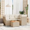 vidaXL 5-tlg. Garten-Sofagarnitur mit Kissen Beige Poly Rattan
