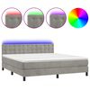 vidaXL Boxspringbett mit Matratze & LED Hellgrau 180x200 cm Samt
