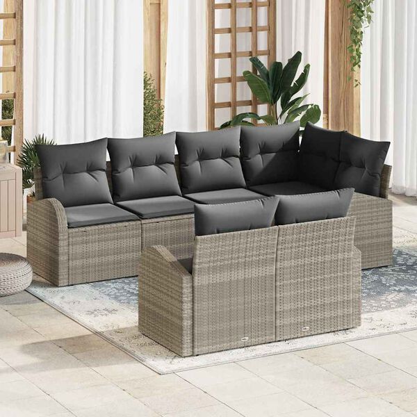 vidaXL Gartensofa-set Hellgrau Poly-Rattan