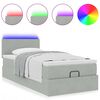 vidaXL Ottoman-Bett mit Matratze & LEDs Hellgrau 90x190 cm Samt