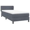 vidaXL Boxspringbett mit Matratze Dunkelgrau 80x220 cm Samt