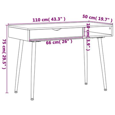 vidaXL Computertisch mit Schublade Braun 110x50x75 cm Holzwerkstoff