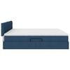 vidaXL Bett mit Stauraum und LED mit Matratze Blau 200 x 200 cm Stoff