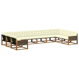 vidaXL Outdoor-Sofagarnitur mit Kissen 10 pcs Natur und Creme