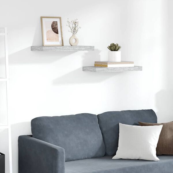 vidaXL Schweberegale 2 Stk. Betongrau 50x23x3,8 cm MDF