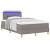 vidaXL LED Boxspringbett mit Matratze mit LED Taupe 120 x 200 cm Stoff