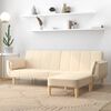 vidaXL Schlafsofa 2-Sitzer mit Hocker & Zwei Kissen Creme Stoff