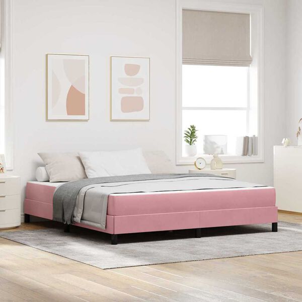 vidaXL Boxspringbett mit Matratze Rosa 180 x 220 cm Stoff