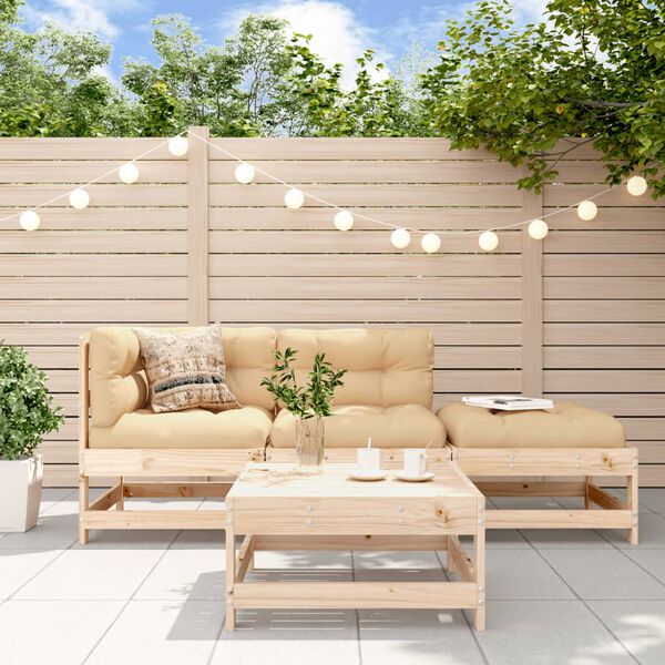 vidaXL 4-tlg. Garten-Lounge-Set mit Kissen Massivholz
