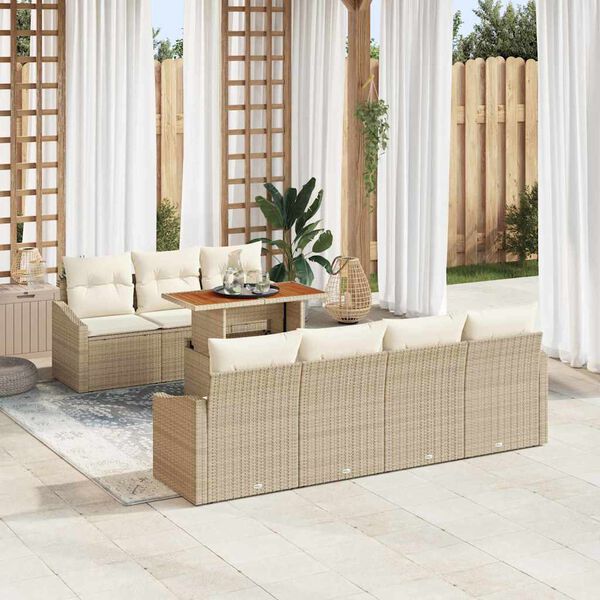 vidaXL Garten Essgruppe mit Kissen Beige und Creme 100 x 55 x 73 cm