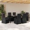 vidaXL Garten Essgruppe mit Kissen 7 pcs Schwarz Poly-Rattan