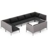 vidaXL 9-tlg. Garten-Lounge-Set mit Kissen Poly Rattan Dunkelgrau