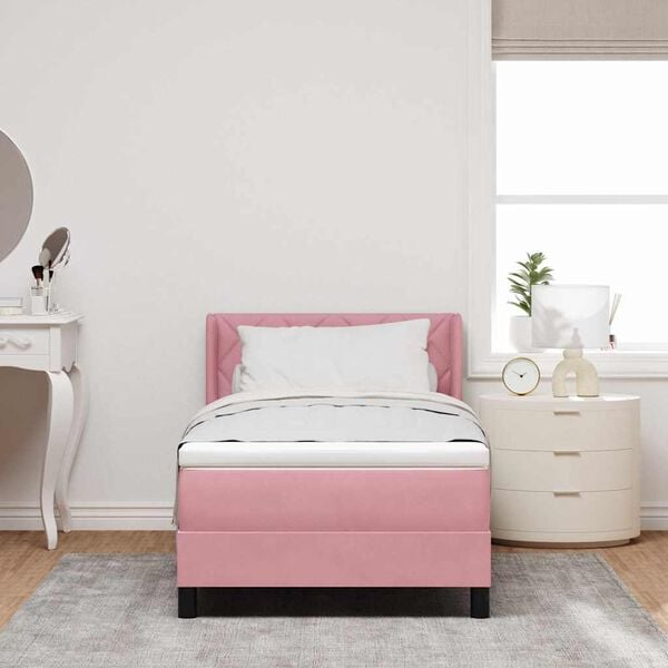 vidaXL Boxspringbett mit Matratze Rosa 200 x 100 cm Polyester