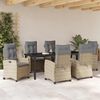 vidaXL Garten Essgruppe mit Kissen 7 pcs Beige Poly-Rattan