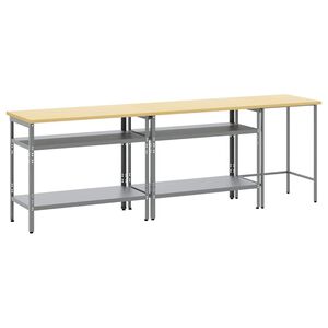 vidaXL Werkbank-Set 3 stk. Beige und Grau Pulverbeschichteter Stahl