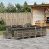 vidaXL 15-tlg. Garten-Essgruppe mit Kissen Grau Poly Rattan