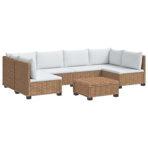 vidaXL 7 Stk. Rattan Lounge Set mit Kissen GENDT Naturrattan Natur
