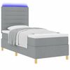 vidaXL LED Boxspringbett mit Matratze Hellgrau 90 x 190 cm Stoff