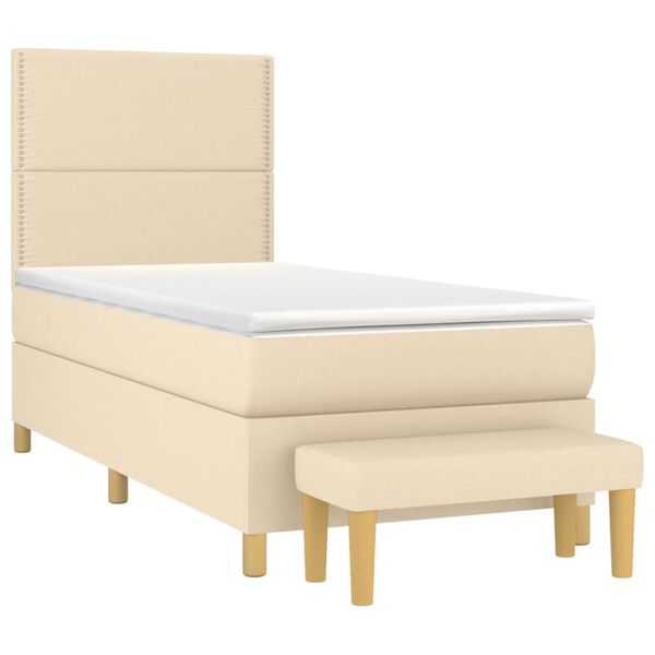 vidaXL Boxspringbett mit Matratze Creme 100x200 cm Stoff