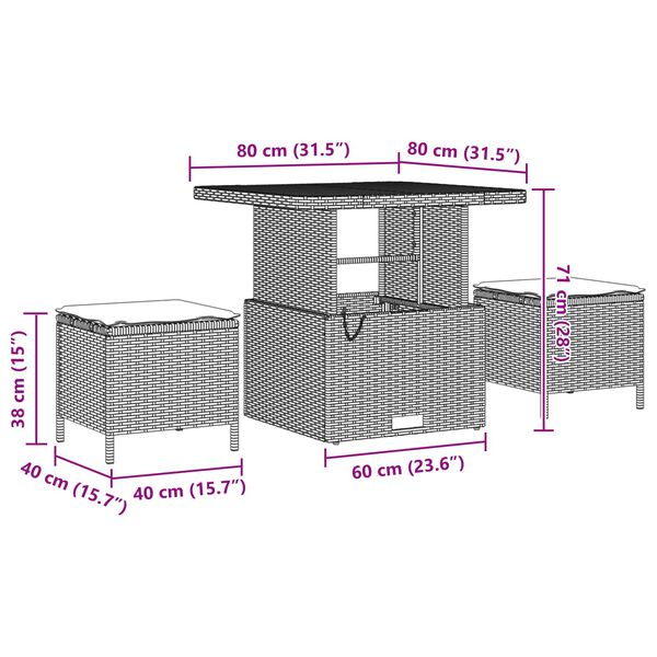 vidaXL Gartensofa-set mit Kissen mit Kissen 9 pcs Schwarz Poly-Rattan