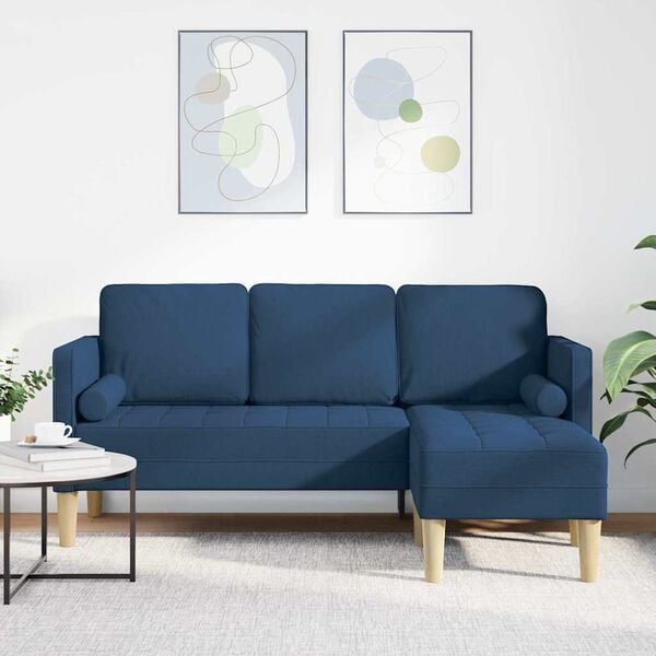 vidaXL Sofa Set mit Kissen Blau Polyester