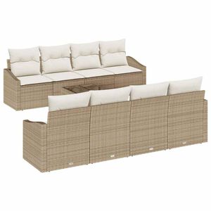 vidaXL Sofa Set mit Kissen 7 pcs Beige und Creme Poly-Rattan