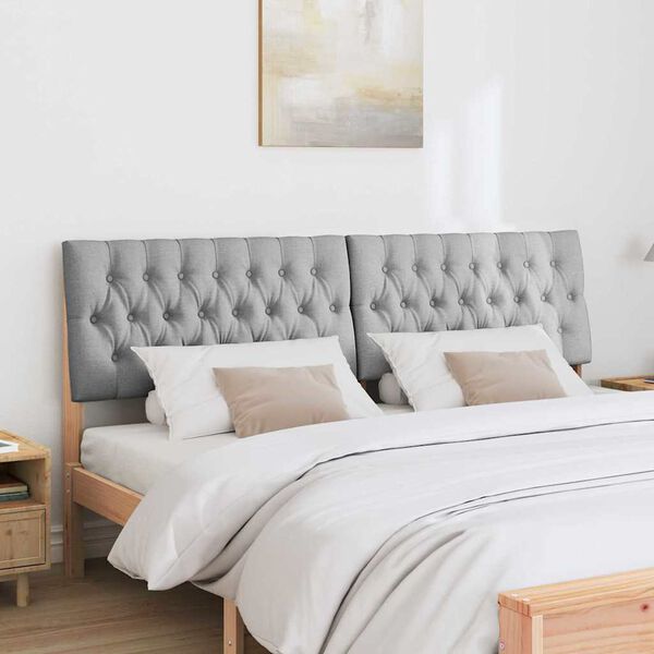 vidaXL Gepolstertes Kopfteil Hellgrau 180 cm Massives Kiefernholz