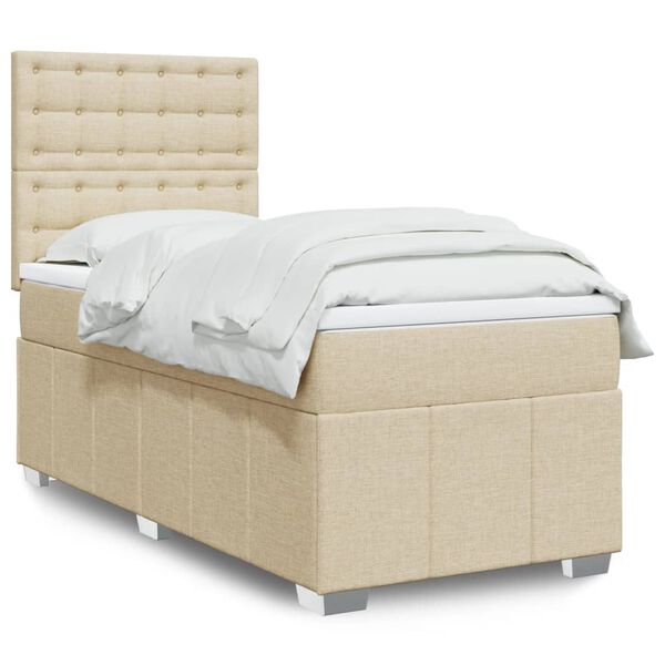 vidaXL Boxspringbett mit Matratze Creme 80x200 cm Stoff