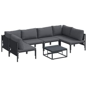 vidaXL Gartensofa-set 7 stk. Schwarz Stahl